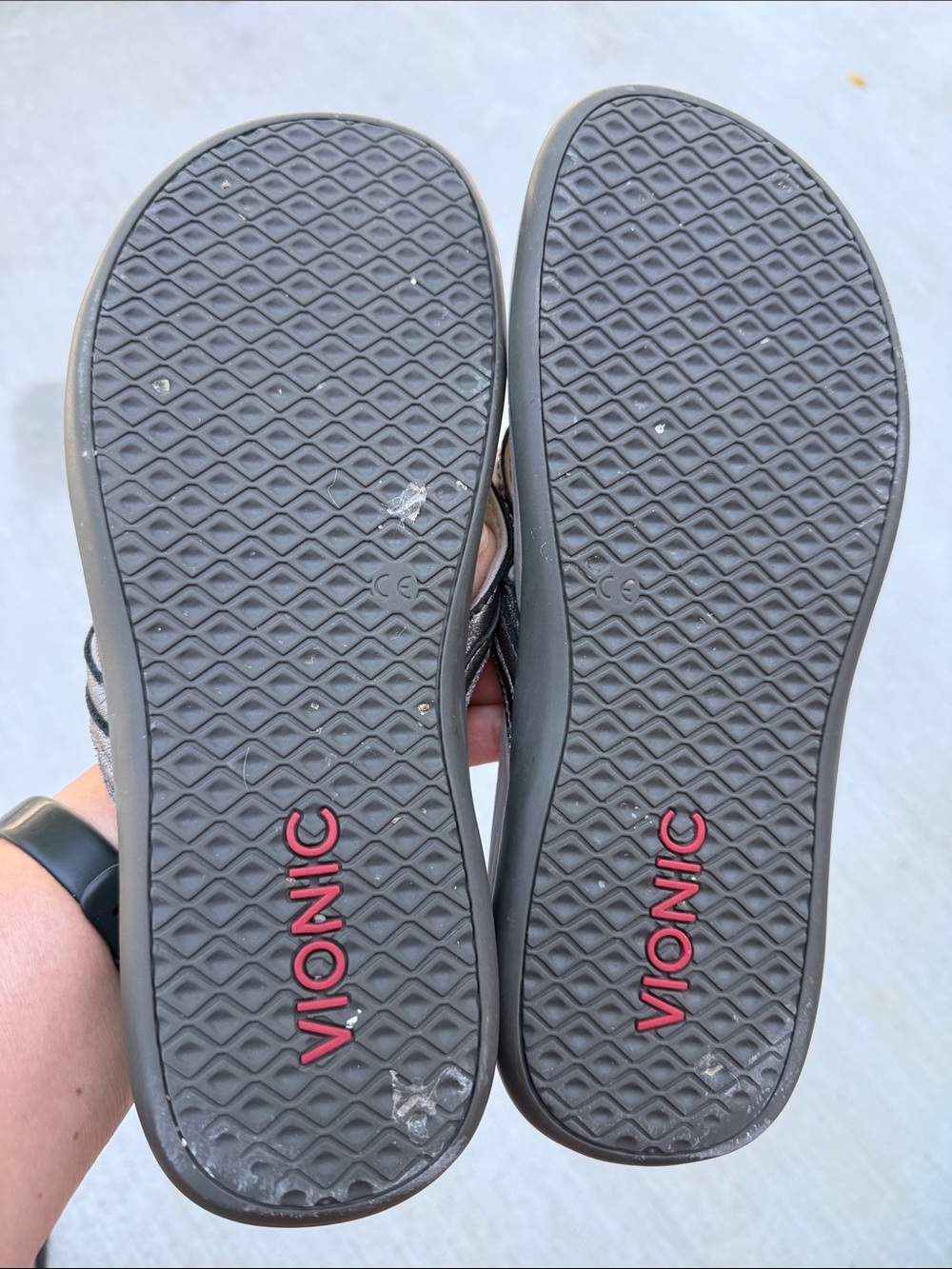 Vionic Tide Aloe Leather Metallic Pewter Sandals Orthotic Comfort Size 9 - Picture 5 of 8